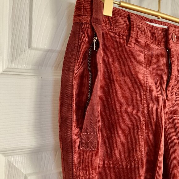 🍁 ANTHROPOLOGIE The Richie Slim Joggers Corduroy Pants Dark Brick Terracotta 2 - Picture 8 of 15